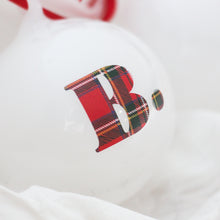 Load image into Gallery viewer, Plaid Initial Glass Bauble
