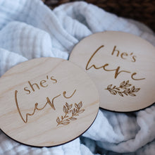 Load image into Gallery viewer, Double Sided Wooden Announcement Discs
