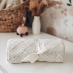 Diamond Knit Blanket - Milk
