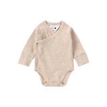 Load image into Gallery viewer, Organic Kimono Bodysuit. L/S Beige Speckled
