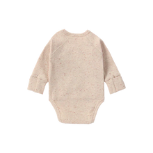 Load image into Gallery viewer, Organic Kimono Bodysuit. L/S Beige Speckled
